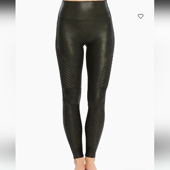 SPANX Faux Leather Moto Leggings in Black NWT XL